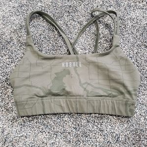 NoBull sports bra, olive green print, size small. GUC.